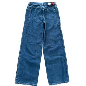 VTG Y2K Womens Tommy Hilfiger Wide Leg Big Pocket Baggy Jeans Med Wash size 5